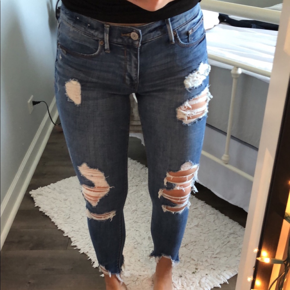 Express Distressed Mid Rise Jeans